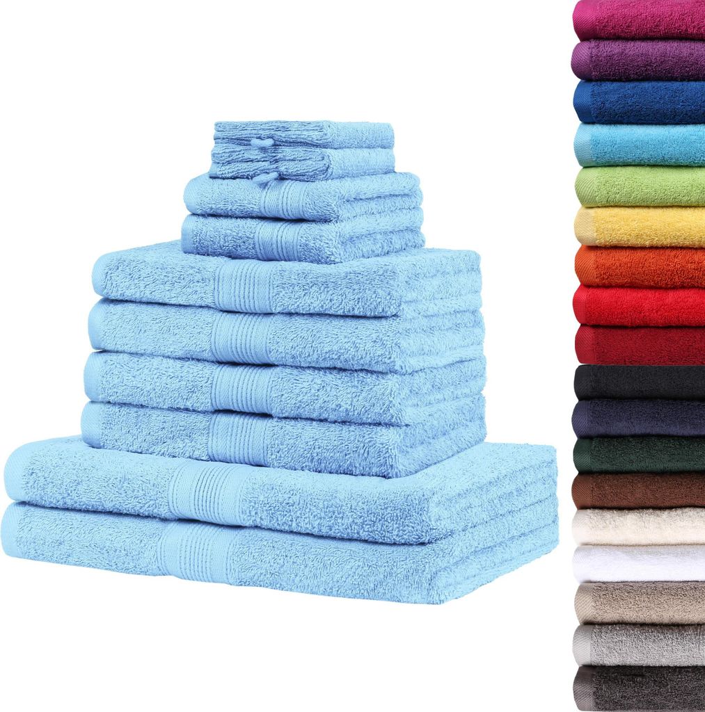 Handtuch-Set 10tlg. 500gsm Hell blau SET 5 (10er Mix) Produktbild 