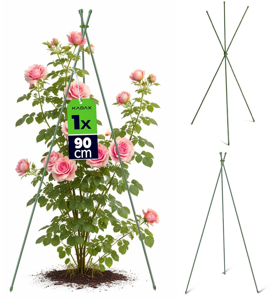 KADAX Obelisk Rankhilfe 90 cm, 1 Stück, Metall Rosenstütze mit wetterfester Kunststoffbeschichtung, Rankgitter für Kletterrosen, Clematis & Toma...