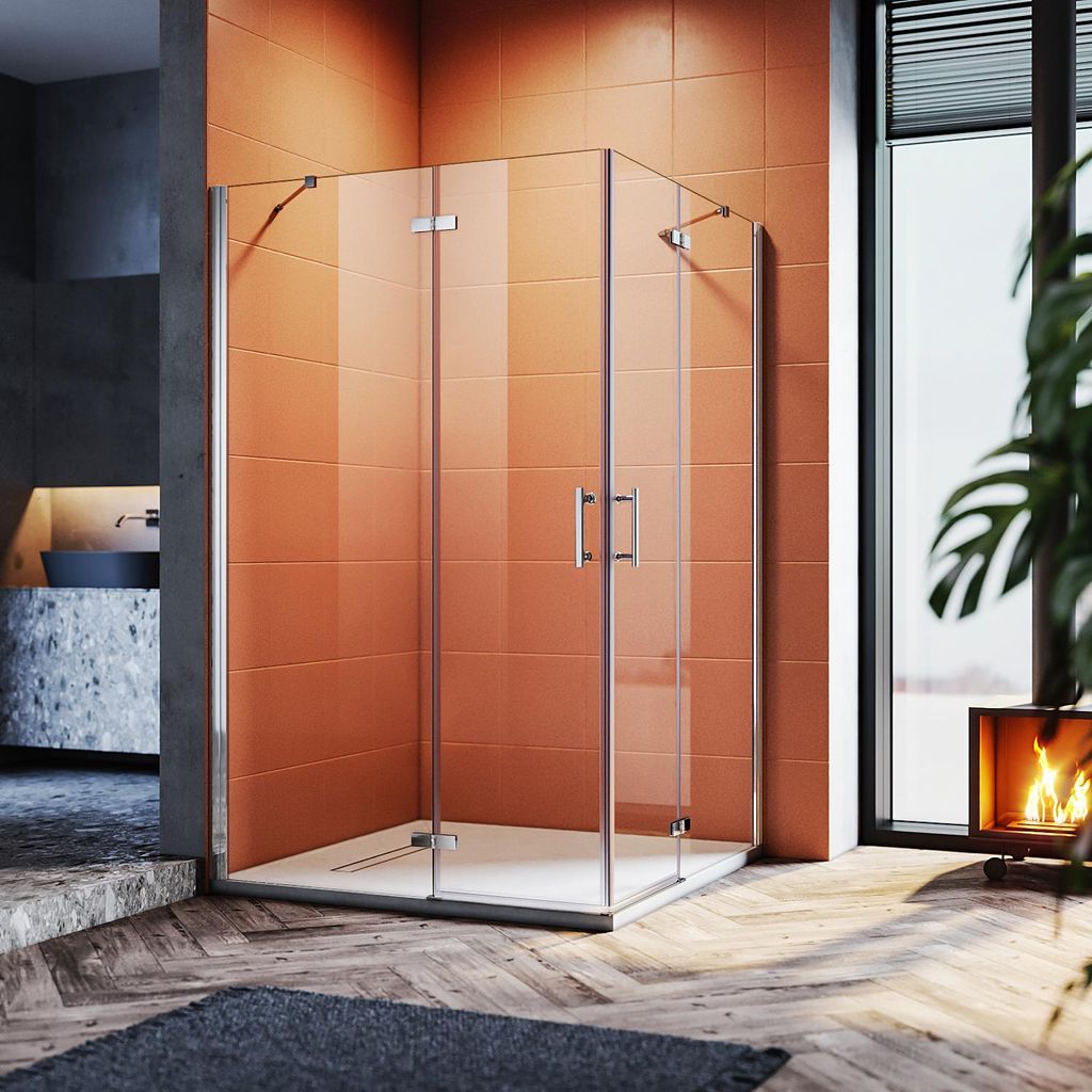 SONNI Duschkabine 90x90x195cm mit Nanobeschichtung ESG- Sicherheitsglas Dusche walk in Duschabtrennung