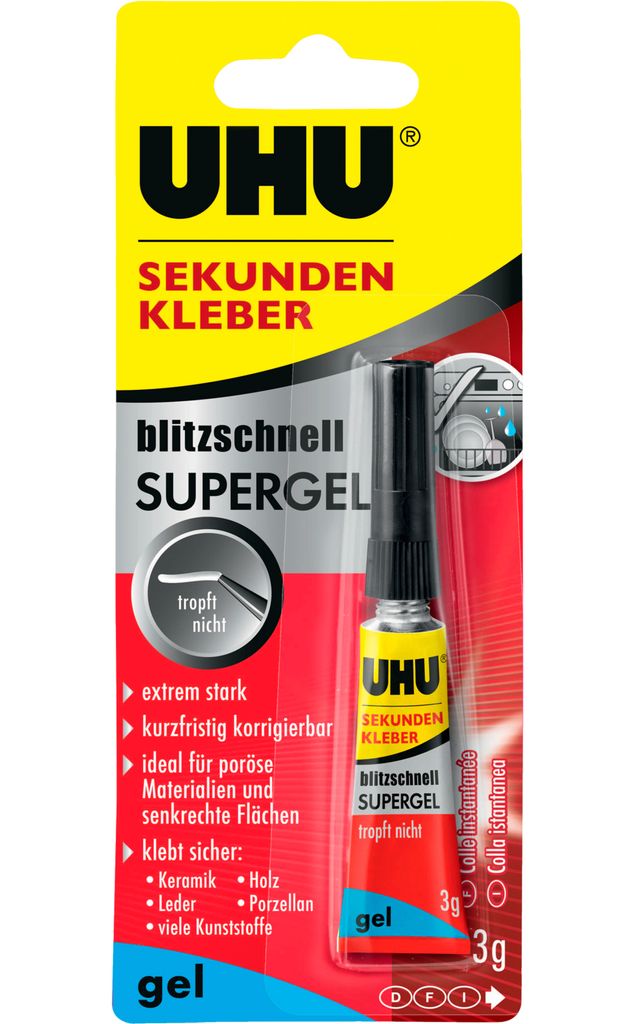 UHU Sekundenkleber blitzschnell Gel, 3g, Gel, RoHS, REACH, Produktbild 