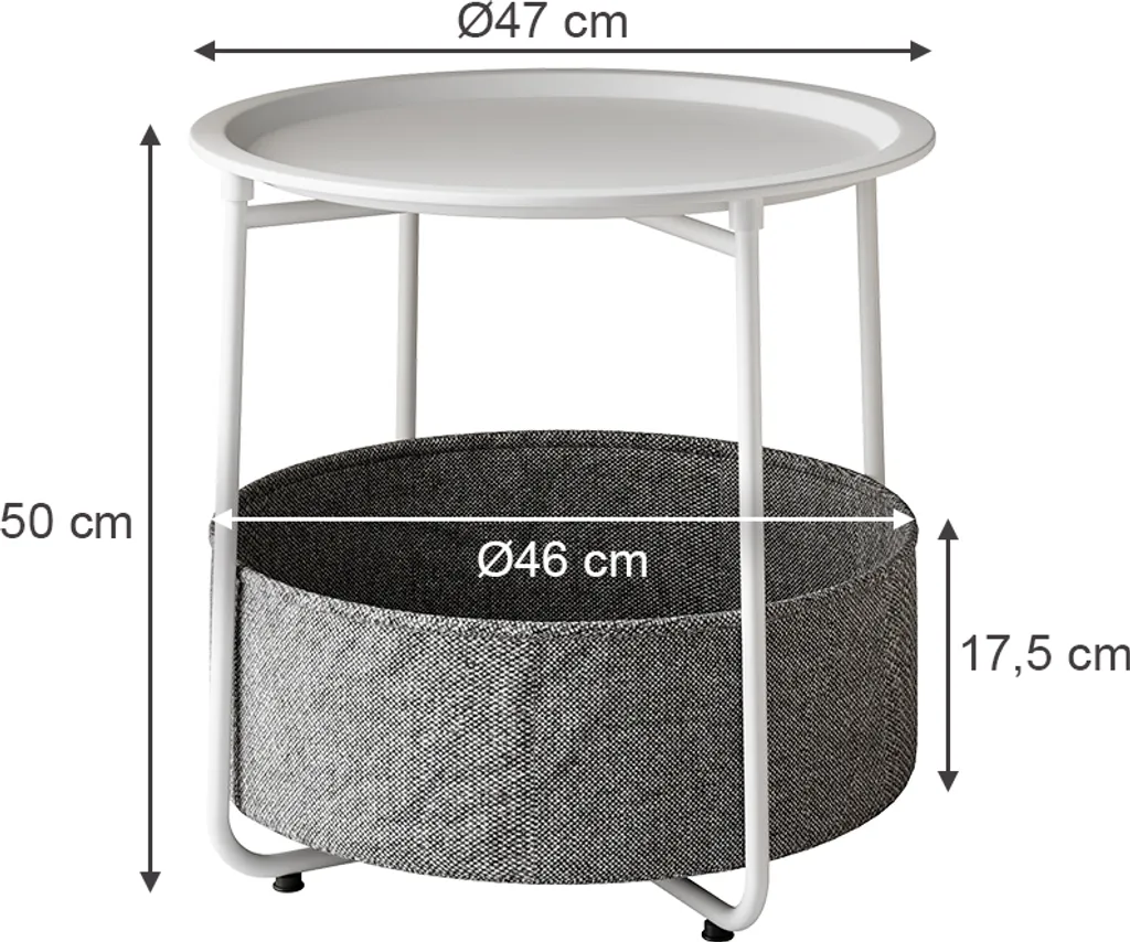 Table basse d'appoint blanche Vicco Liva idéale pour petits salons - 3