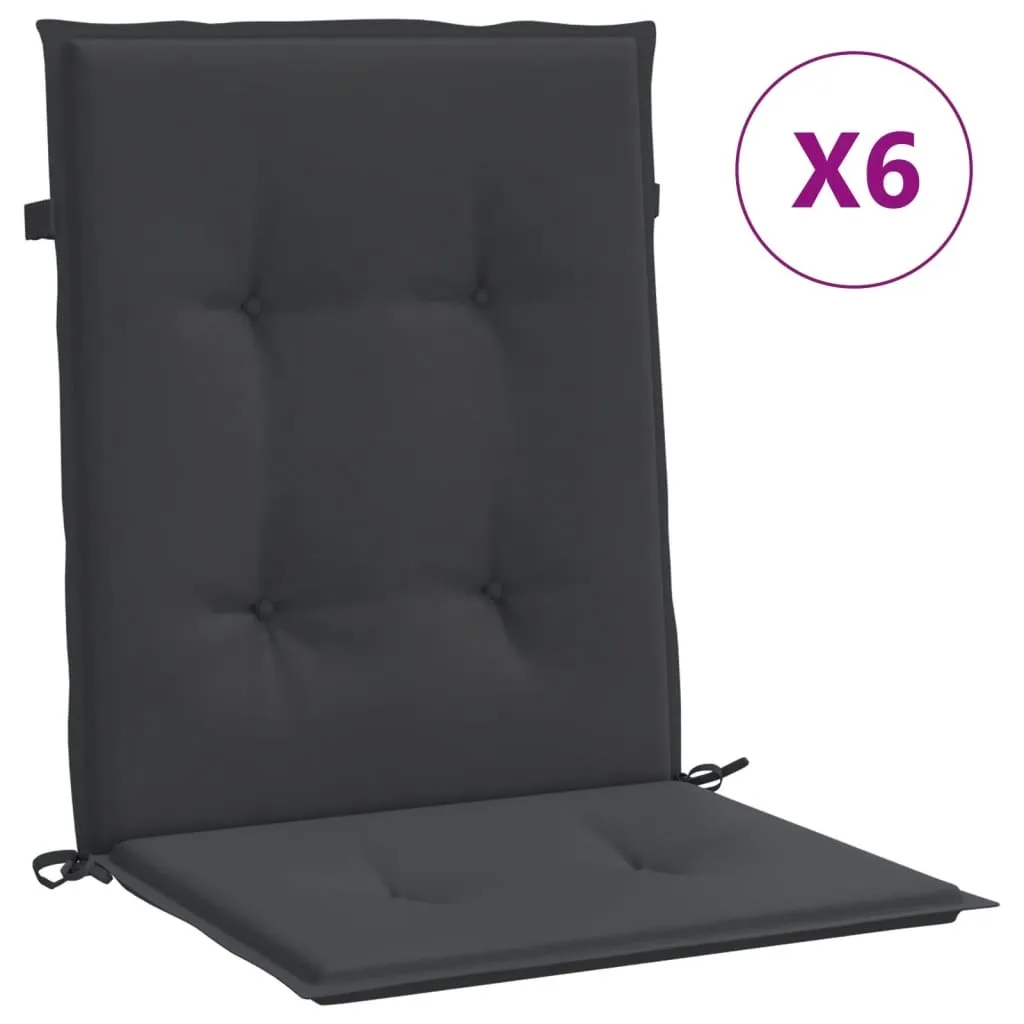 vidaXL Cuscini per sedie da giardino per schienale basso 6 pezzi nero 100x50x3cm - 1
