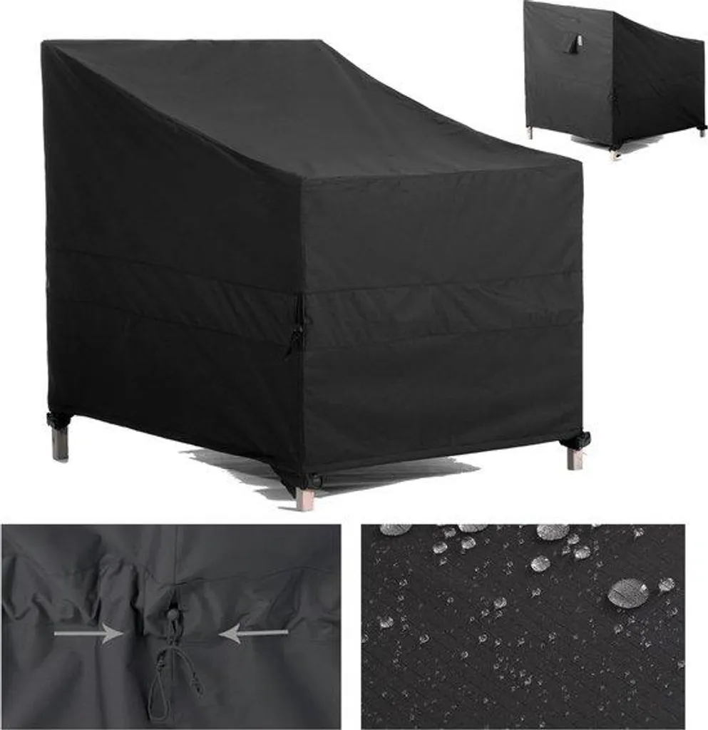 Housse de protection pour fauteuil extérieur en rotin 71x76x66cm noire