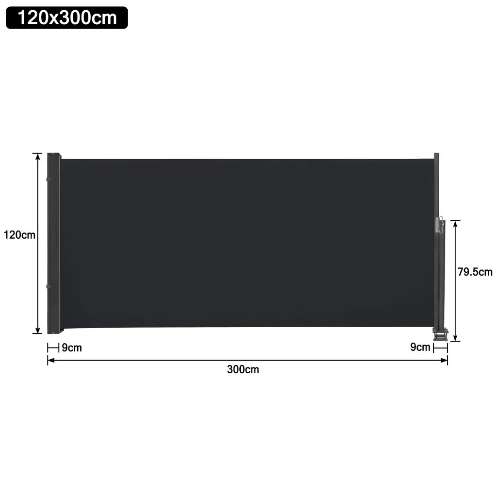 LARS360 120x300cm boční markýza nástěnná markýza výsuvná Obrázek produktu 