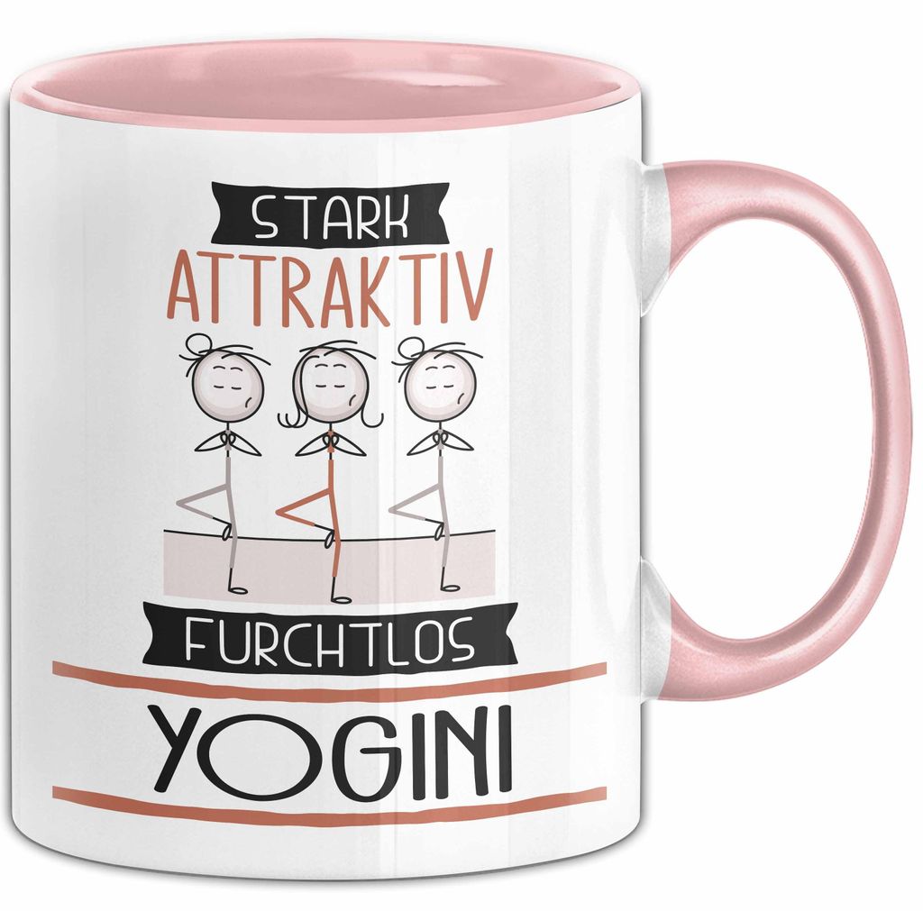 Yogini Tasse Geschenk Becher Stark Attraktiv Furchtlos Yogini Lustige Geschenkidee (Rosa)