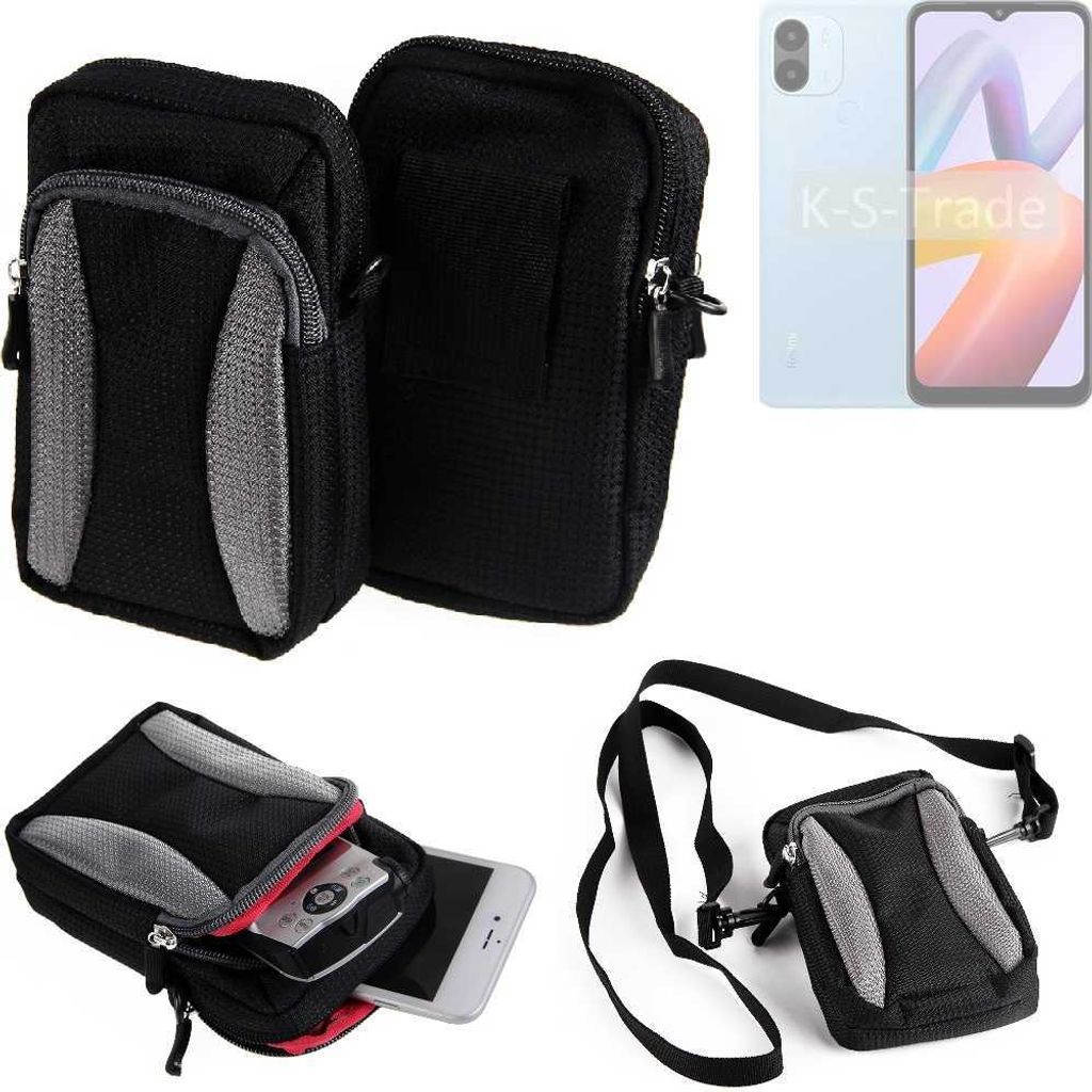K-S-Trade Holster Schutz Hülle kompatibel mit Xiaomi Redmi A2+ Handy Hülle Gürteltasche Umhängetasche mit Zusatzfach schwarz