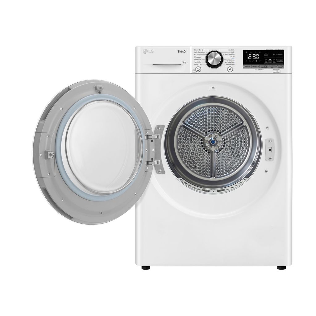 LG Wärmepumpen-Trockner 9 kg Weiß Bullaugenring: schwarz A Produktbild 2