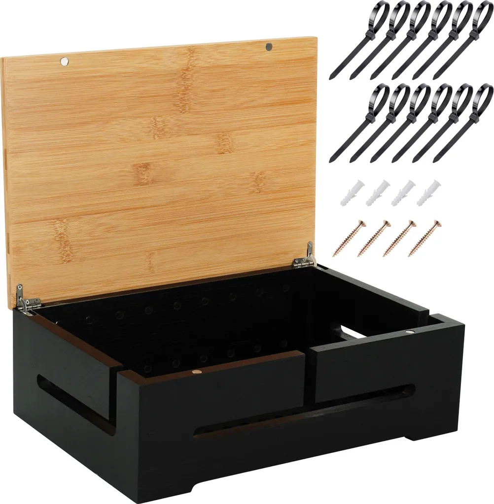 Rangement câbles bureau bambou : cachez vos fils et chargeurs PC Mac - 7