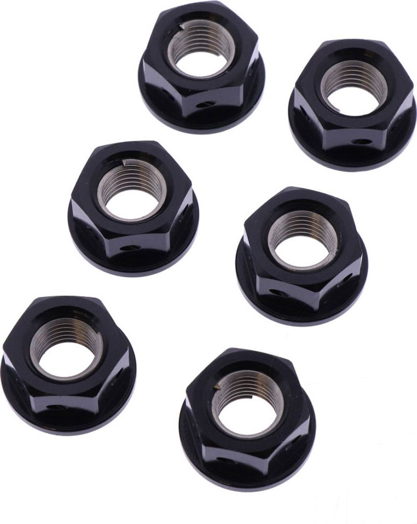 Set 6 Kronenmuttern M10x1,25 mm Aluminium Racing schwarz