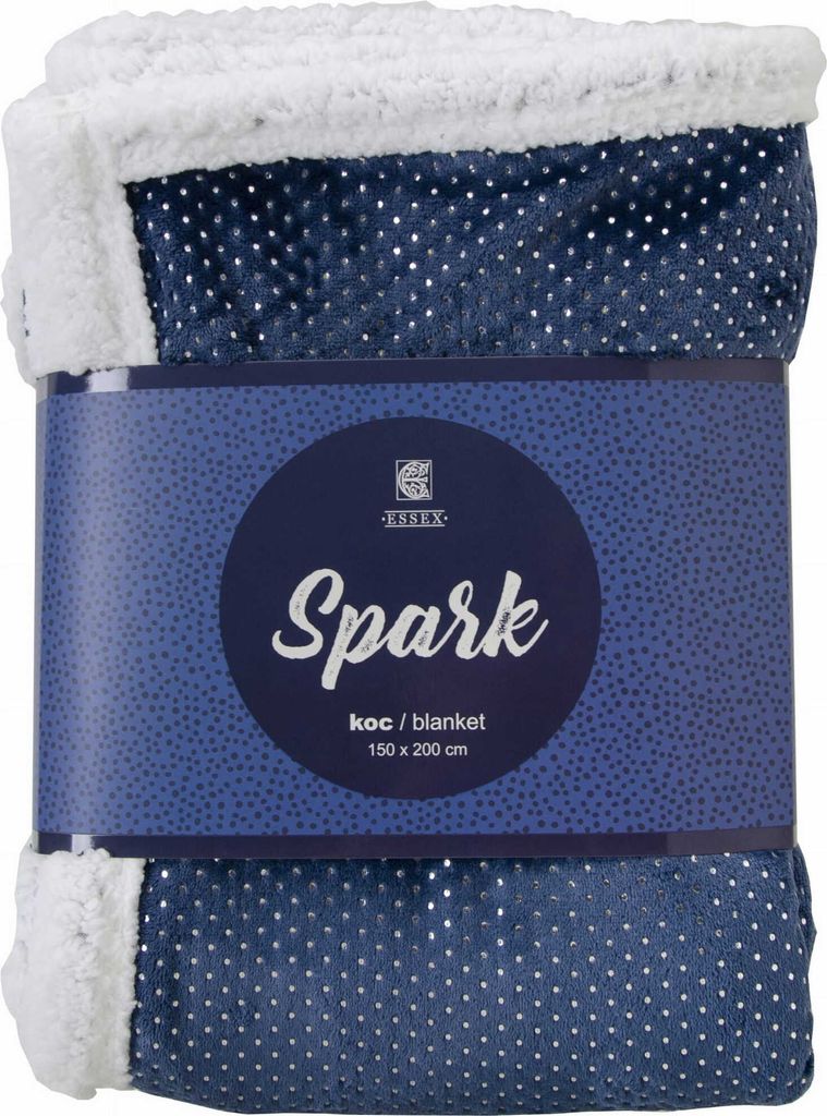 Decke, dicke doppelseitige Decke, glänzend, glamourös Spark 150x200 Dunkelblau
