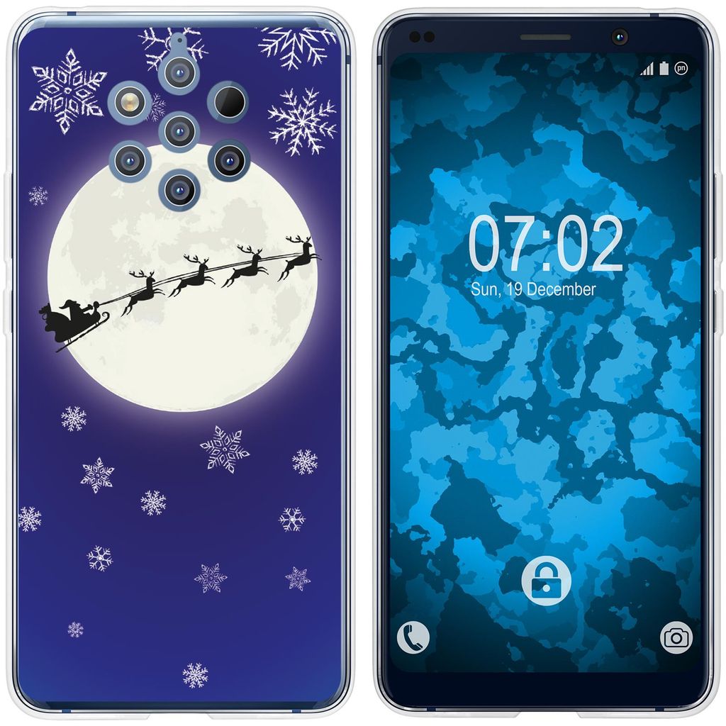 PhoneNatic Case kompatibel mit Nokia 9 PureView Silikon-Hülle X Mas Weihnachten Santa - Snowflakes M4