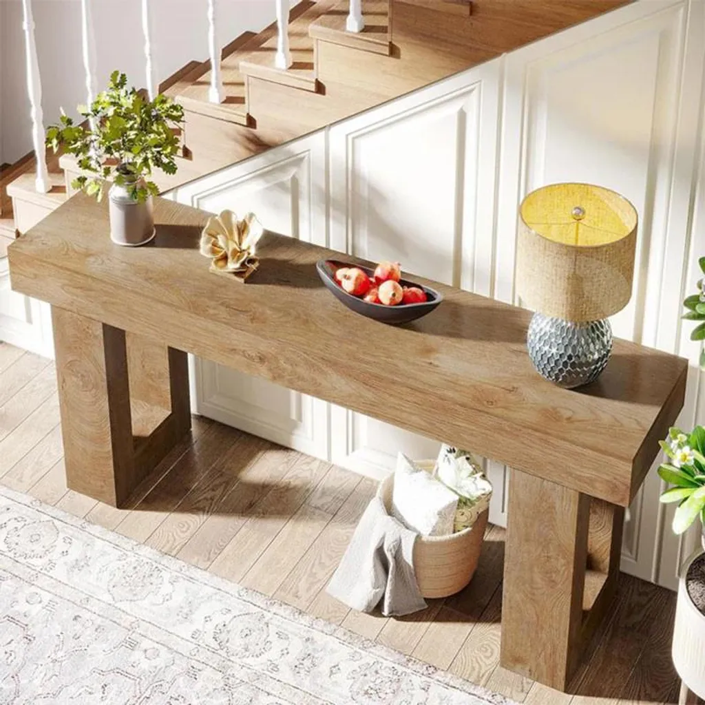 Console Table d'appoint HOGA-JW0908 160x35x85 cm Bois Marron Clair