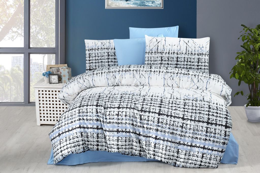 L'Essentiel Linge de Maison, Mia, Einzelbettbezug-Set, 50 % BAUMWOLLE / 50 % POLYESTER, Blau, 160 x 220 cm