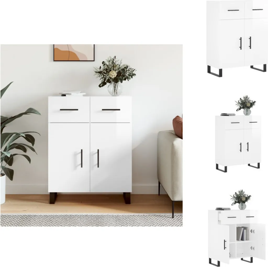 Credenza vidaXL Bianca Lucida 90cm - Arredo Minimalista Chic in Legno