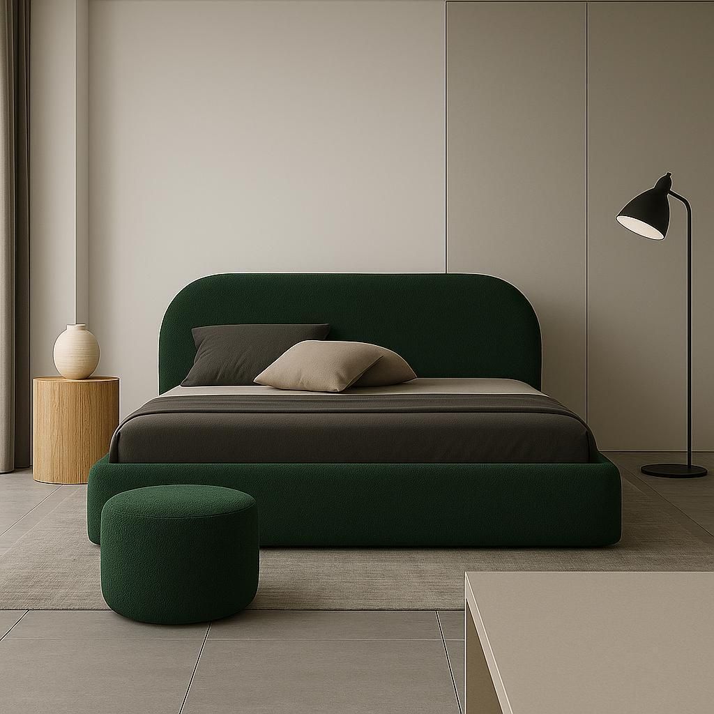 Lit rembourré GUTTO sur mesure MOON vert foncé 140x200 Image du produit 