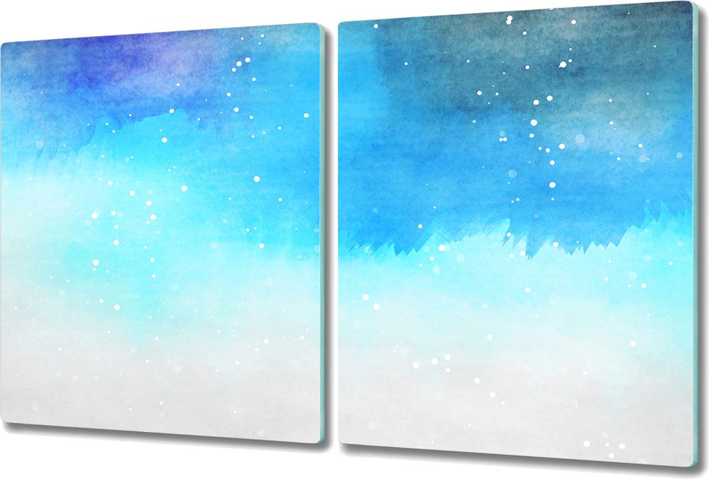 Glas-Herdabdeckplatte Glaskeramikkochfeld-Abdeckung Spritzschutz - 2x 40x52 cm - Leuchtturm Aquarell