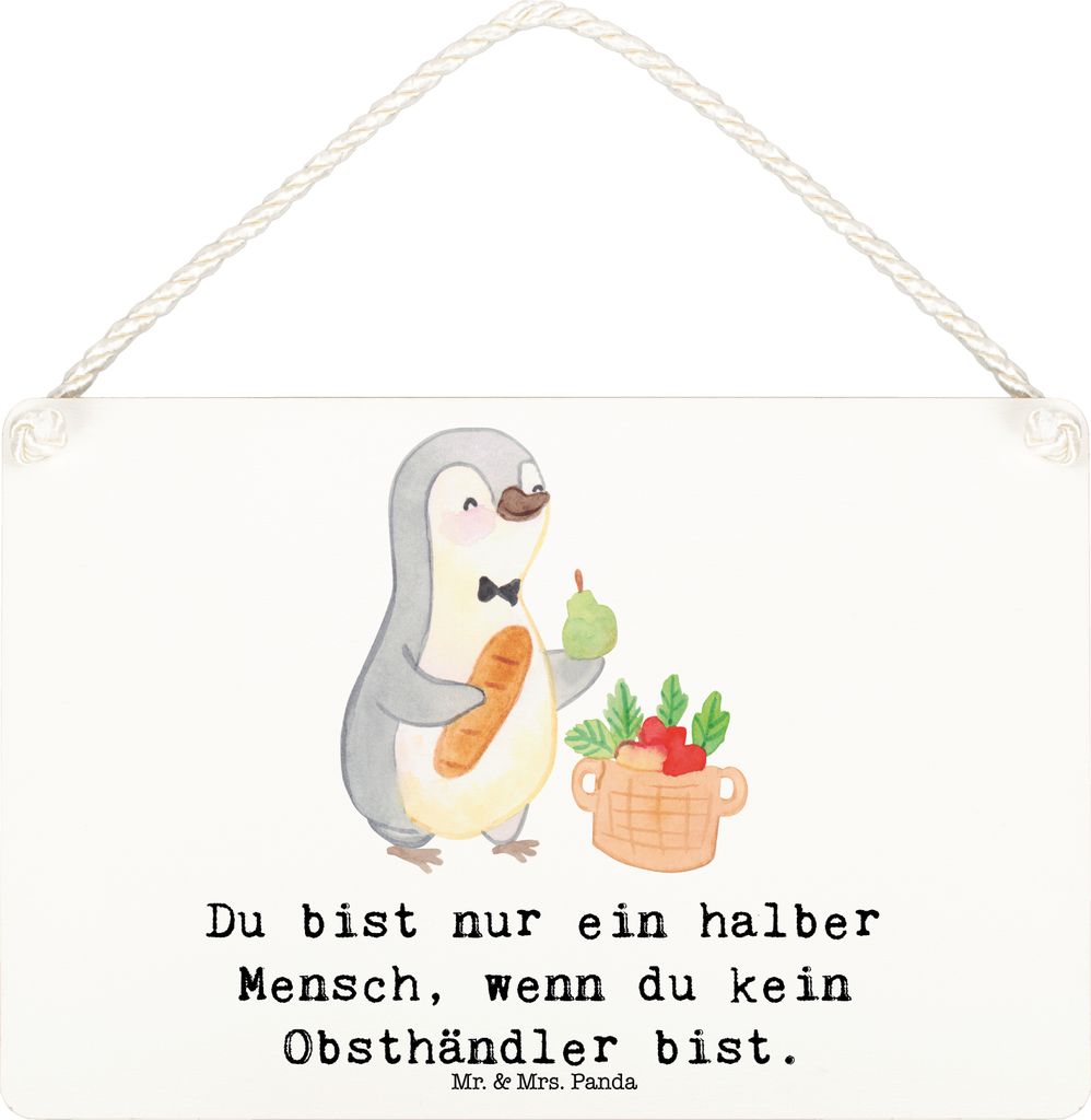 Mr. & Mrs. Panda Schild Obsthändler Herz DIN A6 - Weiß - Geschenk, Obstbauer, Türschild, Lustig, wandtafel, Spruch, Witzig, Wochenmarkthändler,...