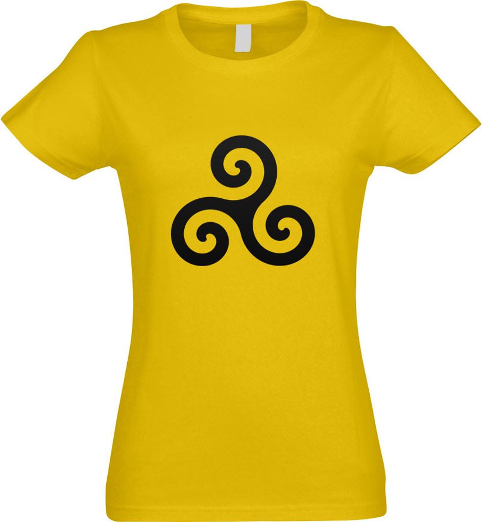 Kiwistar - T-Shirt tailliert - Damen - gelb - Triskele - mit Motiv Bedruckt - Funshirt Design - Sport - Freizeit - Damen - XL