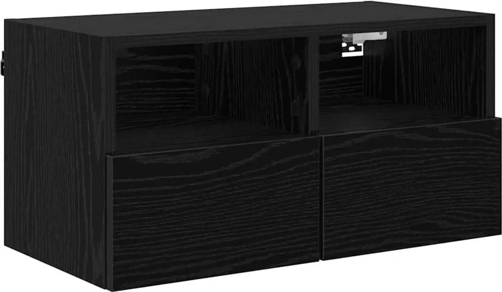 Mobile Porta TV SYFAX Nero Rovere 60 cm - Alta Qualità Sospesa