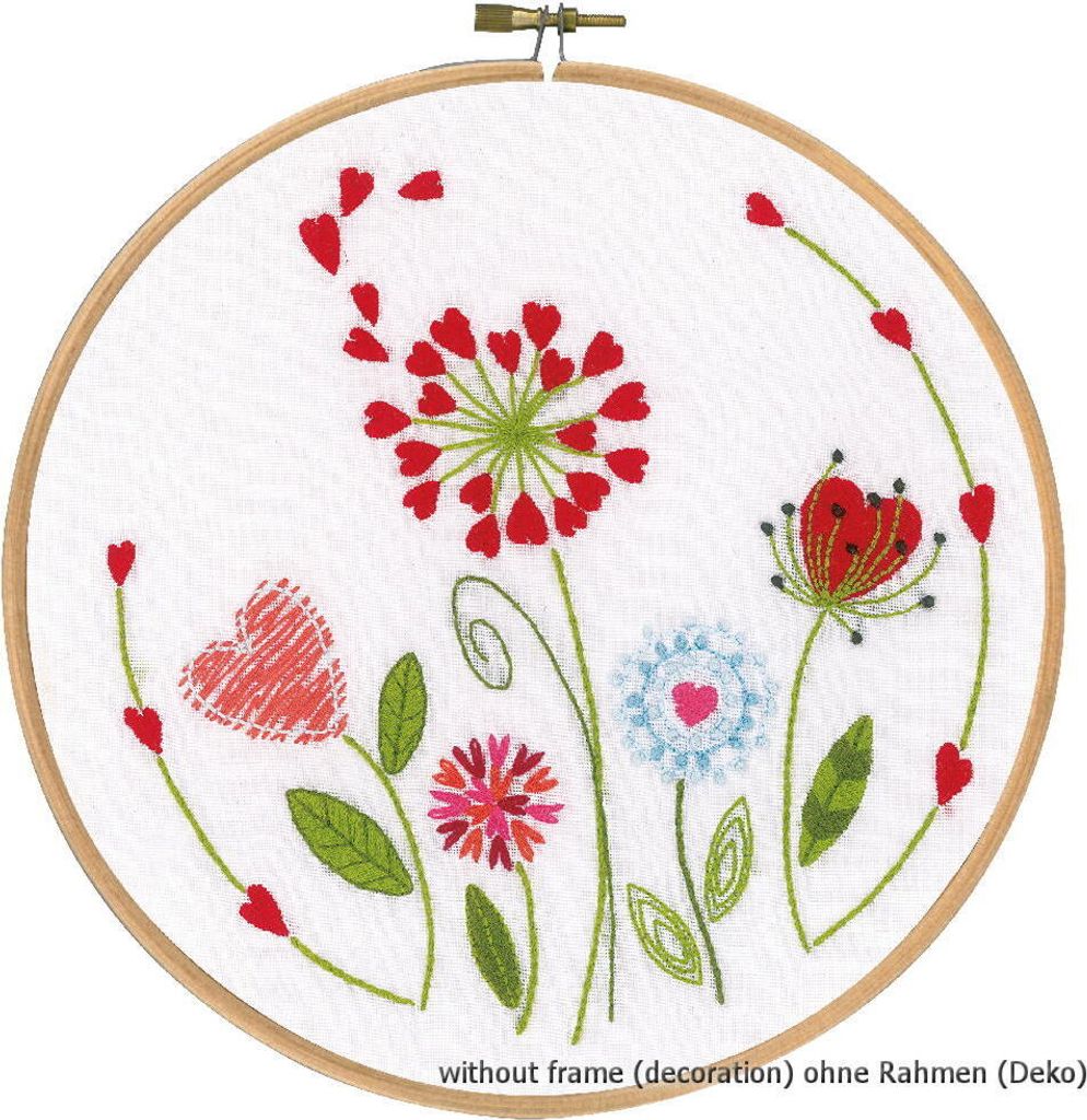 Vervaco Stickpackung mit Stickrahmen "Blumen", Stickbild vorgezeichnet