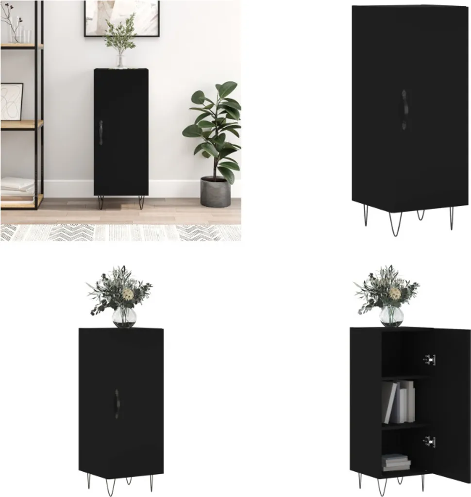 Mobiletto Nero vidaXL 90cm - Armadietto Stretto Legno Multistrato