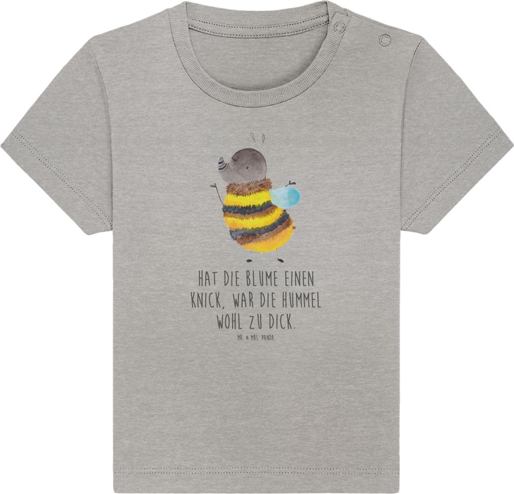 Mr. & Mrs. Panda Babyshirt Hummel flauschig 24. - 36. Monat - Heather Grey - Geschenk, Kleinkind T-Shirt, Natur, Baby Shirt, Öko, Organic, Blume, ...