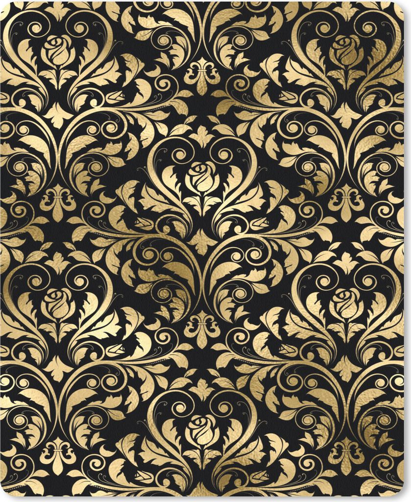 MuchoWow Mauspad Mousepad Muster - Barock - Gold - Schwarz 30x40 cm - Mousepads - Maus Mat - Pad - Mausunterlage - Mausmatten