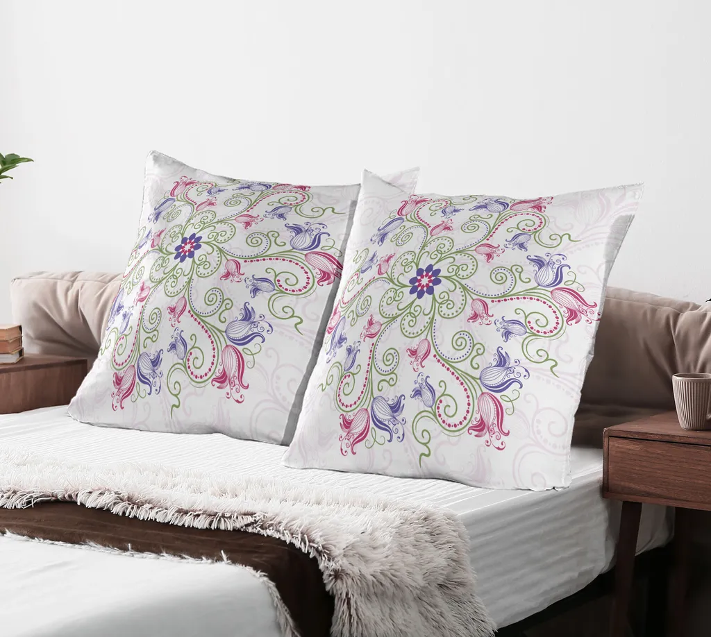 Coppia Federe Decorative 80x80 ABAKUHAUS Mandala Tulipani Ottomani