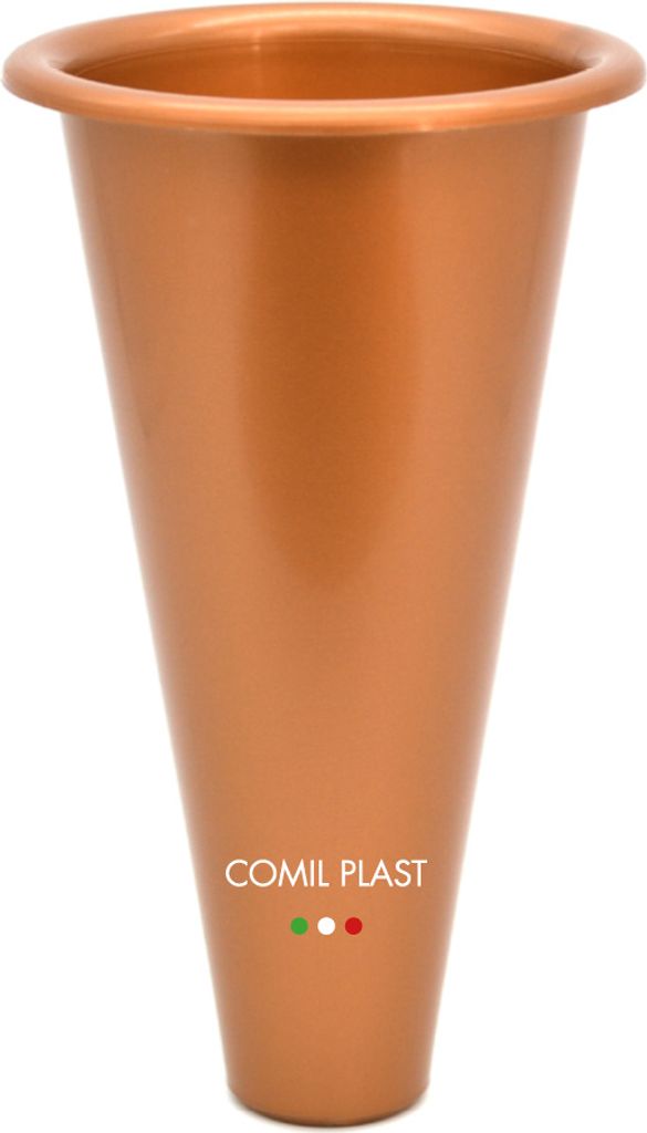 Comil Plast | Innenblumenhalter aus Kunststoff für Friedhofsvase Kupferfarbe | Durchmesser 9 cm, Höhe 16 cm., 16