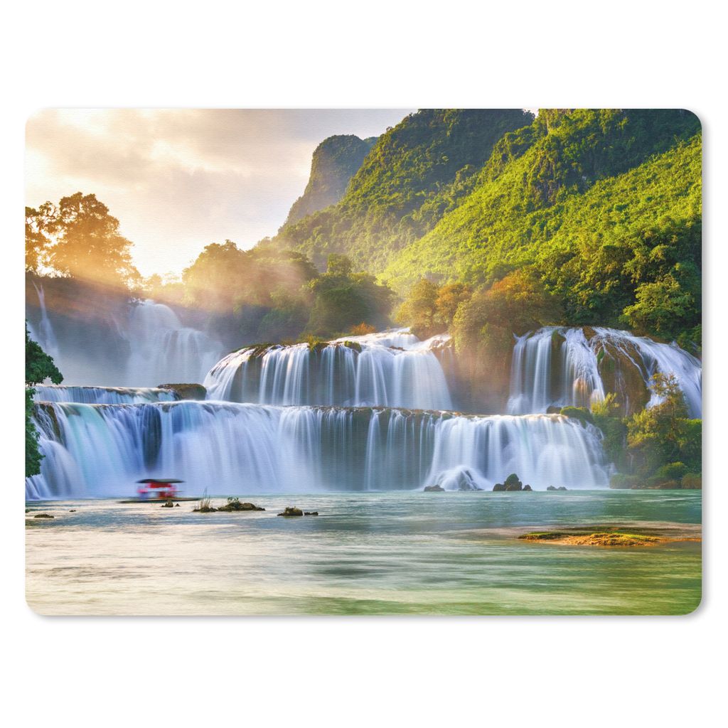MuchoWow Mauspad Mousepad Wasserfall - Pflanzen - Sonne - Wasser - Natur 23x19 cm - Mousepads - Maus Mat - Pad - Mausunterlage - Schreibtischunte...