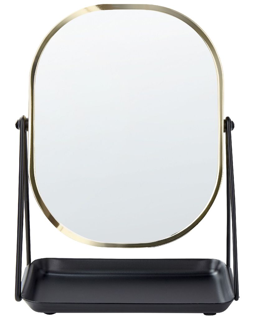 BELIANI Schminkspiegel Gold Metall 20 x 22 cm Frisiertisch doppelseitiger Vergrößerungsspiegel Dekorativ