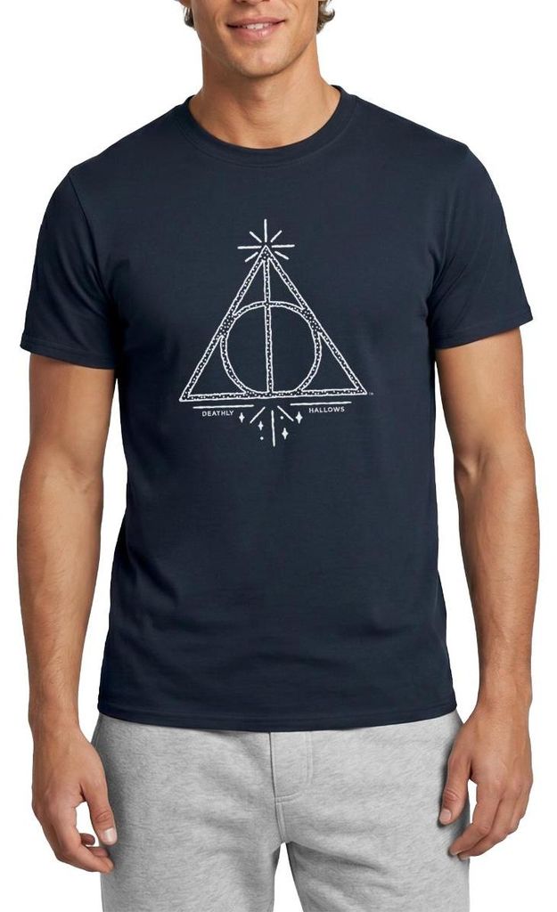 Spreadshirt Harry Potter Heiligtümer des Todes Symbol Männer T-Shirt, S, Navy