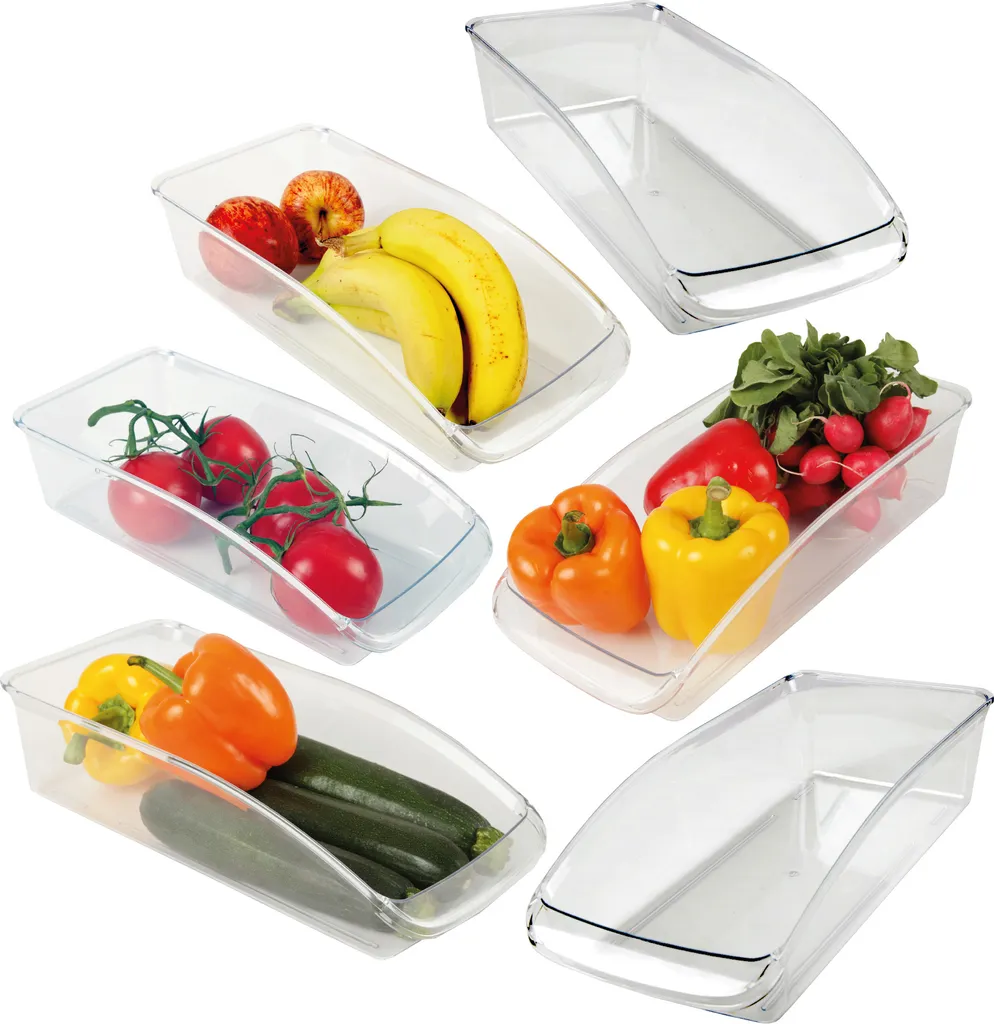 Set 6 Contenitori Frigo Salvaspazio 33x15x8 cm - Lavabili in Lavastoviglie