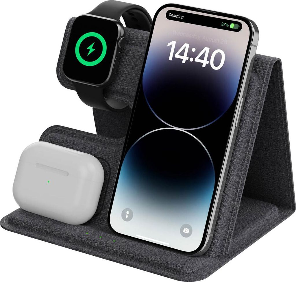 imoshion 3-in-1 Opvouwbare draadloze oplader voor Apple - Productafbeelding 