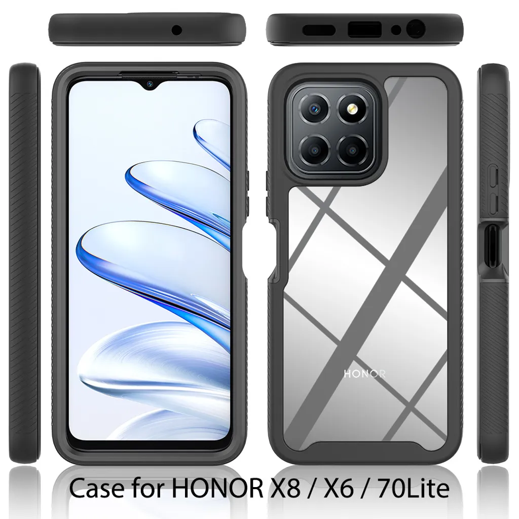 Cover Honor X7 REEKIL Protezione 360° - Custodia Rigida Militare Antiurto, Trasparente Con Paraurti Morbido, Viola Chiaro - 2