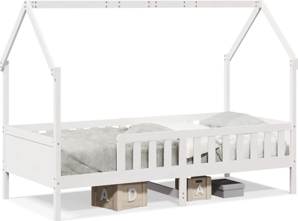 vidaXL Kinderbett Hausbett Weiß 90x190 cm Massivholz Kiefer
