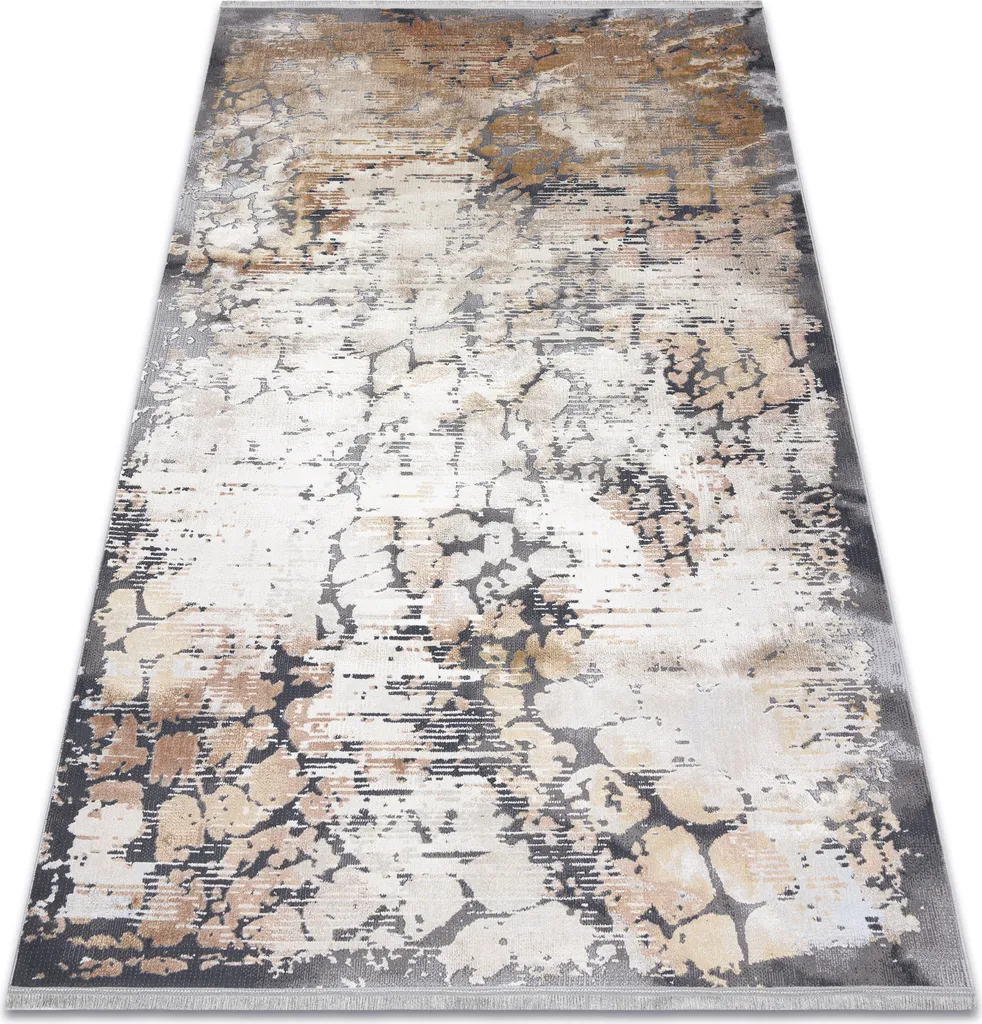 Tapis de salon vintage gris structurel et moutarde LUCE 74 77x150 cm