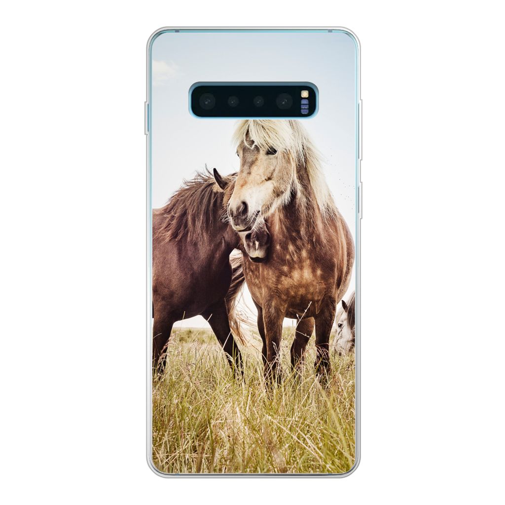 MuchoWow Handyhülle Schutzhülle Hülle für Samsung Galaxy S10 Lite Pferde - Gras - Frühling Silikon Softcase Handy Hülle - Schutz