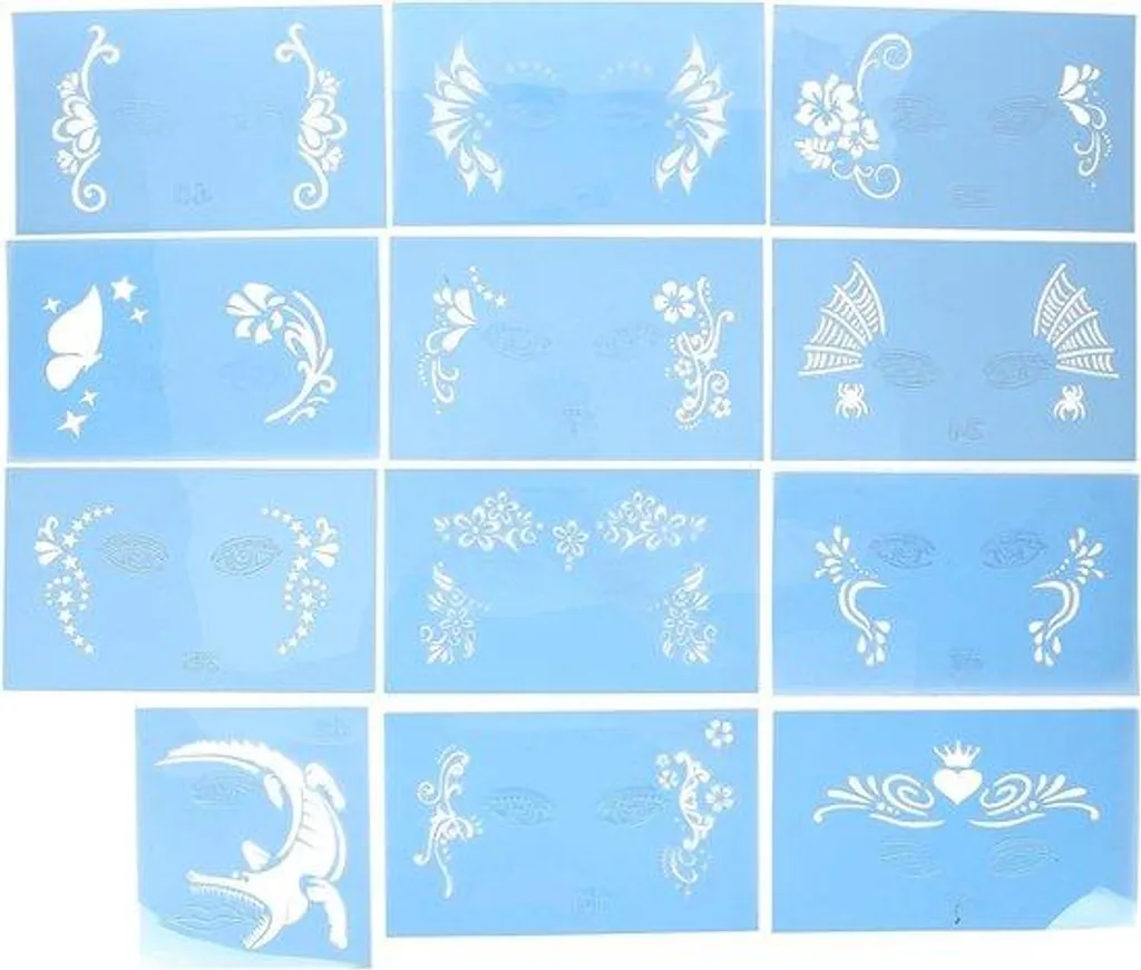 Pochoirs maquillage en PET lavables, motifs festifs pour le visage