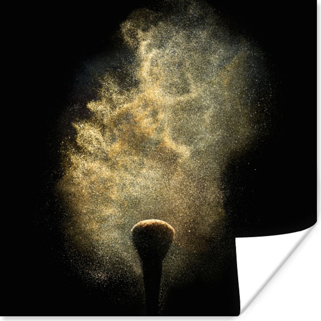 MuchoWow Poster Goldpulver auf schwarzem Hintergrund 100x100 cm - Babyzimmer