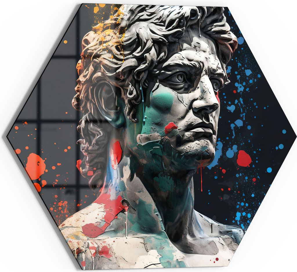 DEQOART Glasbild Echtglas 55x48 cm 'Zerfallene Mythen' Wandbild Bild modern Deko
