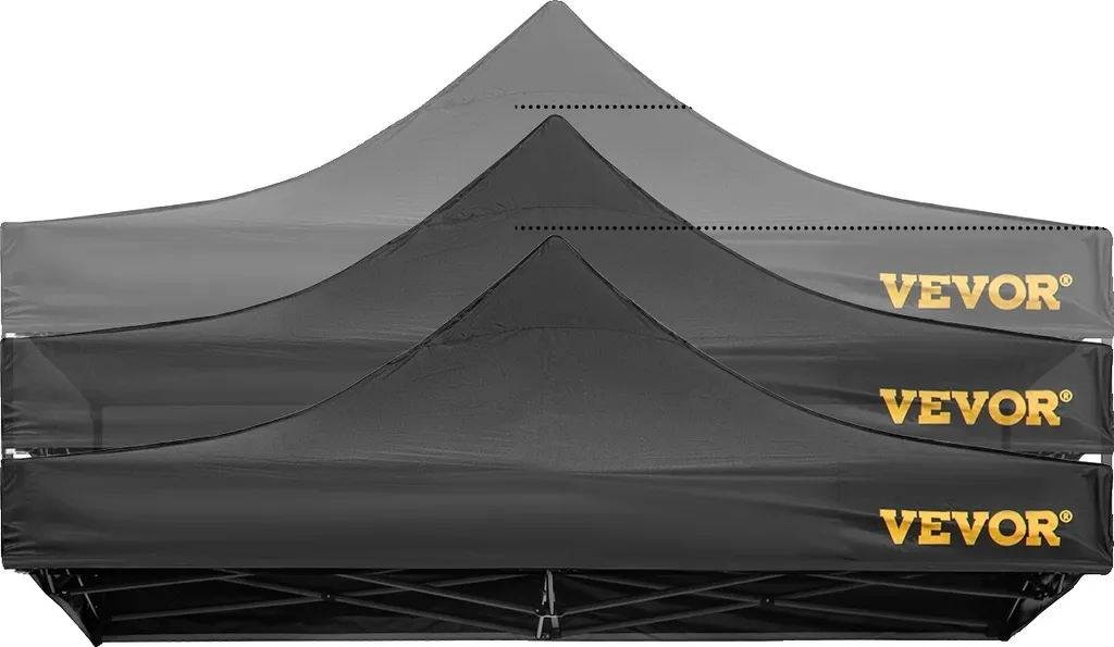 Tente pliante Pop-Up 3x3m noire avec 3 hauteurs et parois amovibles