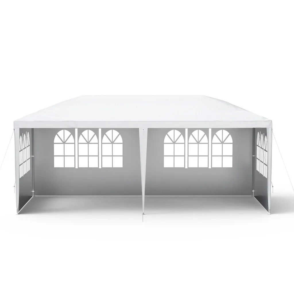 Gazebo per Famiglia 3x6m YUENFONG: Tenda Giardino 6 Pareti Bianco