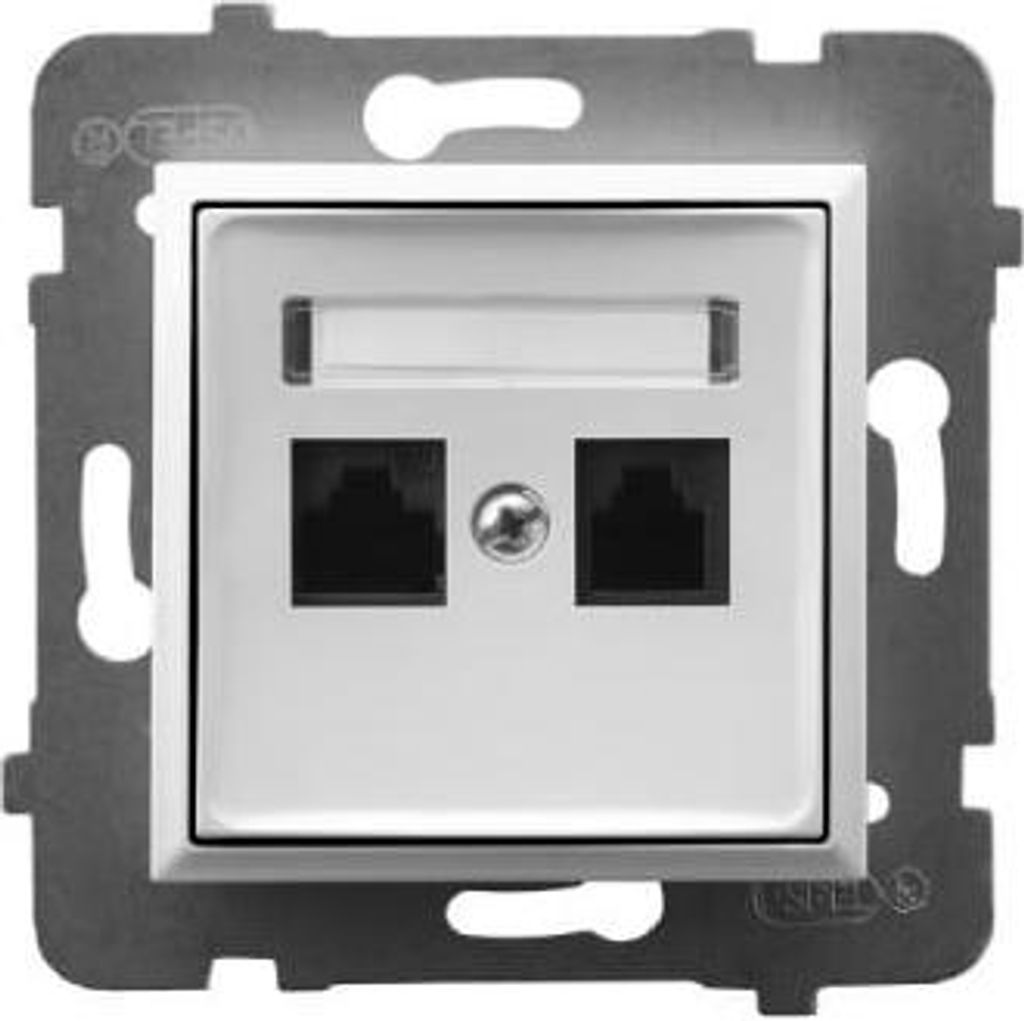 Aria weiß p/t Doppel-Computersteckdose Kat. 5e ohne Rahmen