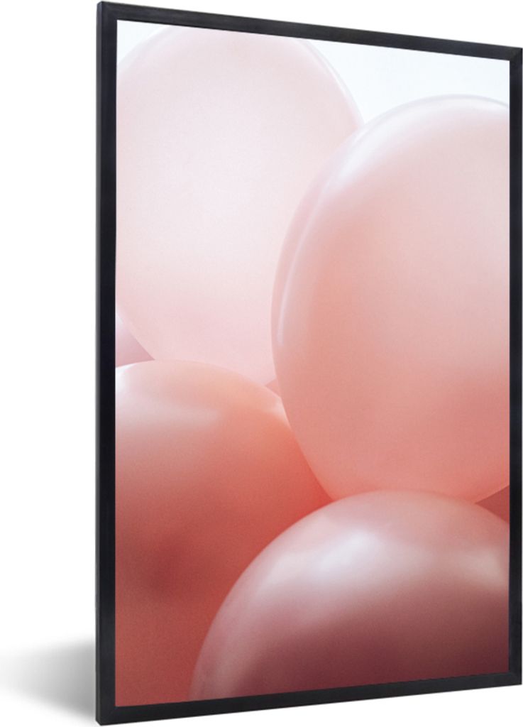 MuchoWow Gerahmtes Poster Ballon - Rosa - Pastell 20x30 cm - Poster mit Schwarzem Bilderrahmen Wandposter Rahmen Foto Bilder - Drucken - Bilder P...
