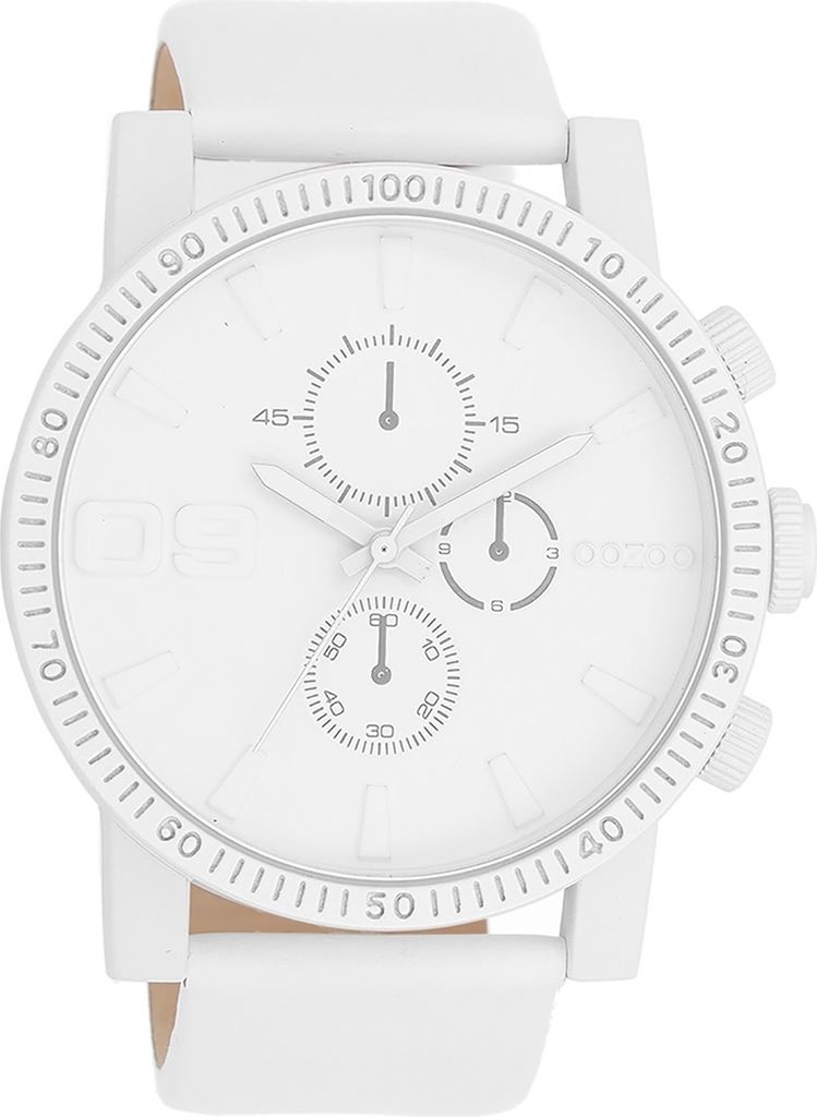Oozoo Armbanduhr weiß Leder Timepieces Herren Analog-Quarzuhr UOC11310
