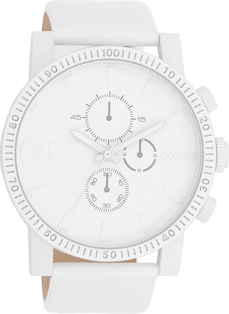 Montre à quartz analogique Oozoo Timepieces en cuir blanc pour homme