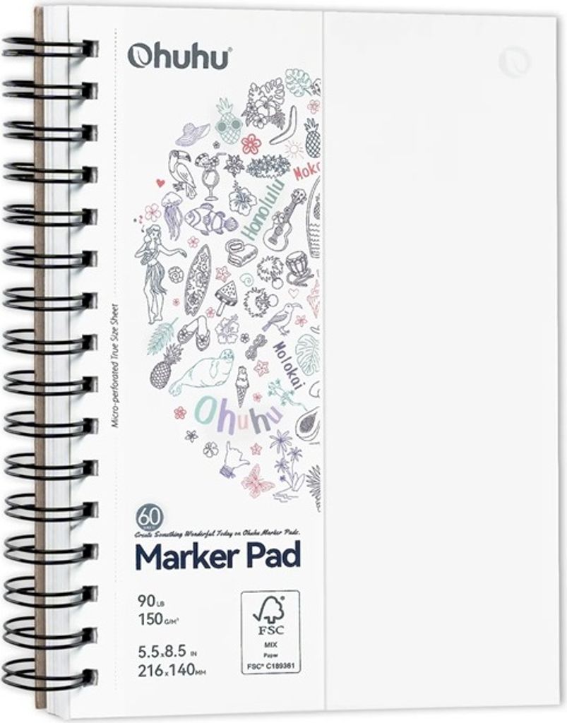 Sketchbook OHUHU Tampone per pennarelli 216x140mm, 60 fogli Immagine del prodotto 
