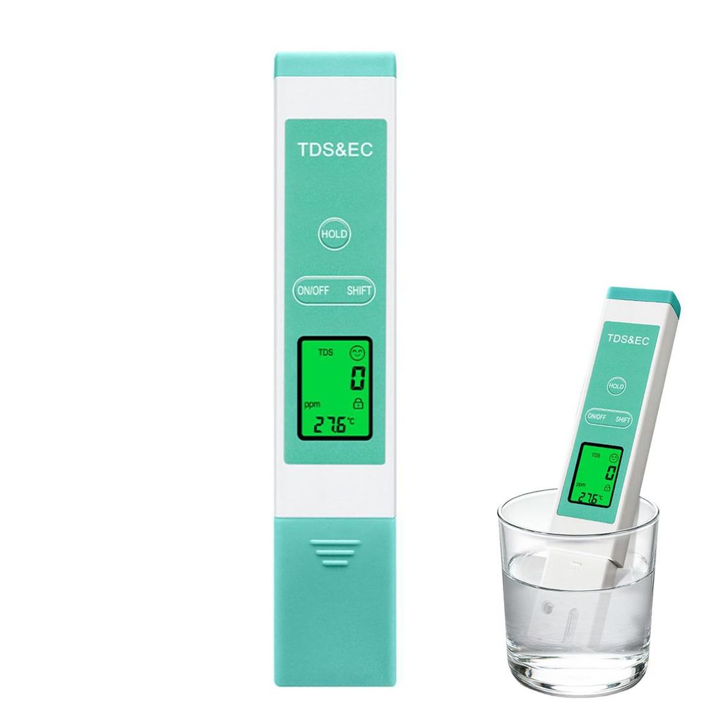 TDS Messgerät Wasserqualität EC Meter 4in1 Digital Wassertester mit Temperatur & LCD Display für Trinkwasser Aquarium