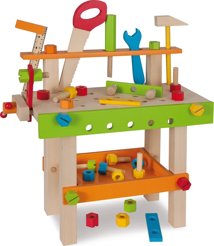 Établi Eichhorn 100001844 : Grand centre de bricolage en bois pour enfant